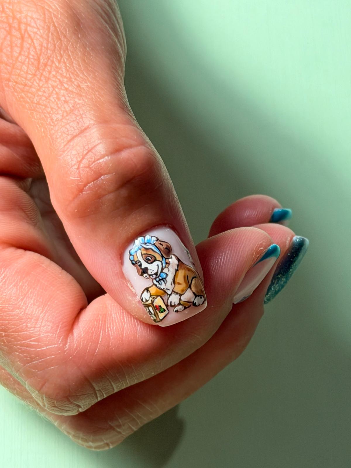 Nail art chiens amoureux